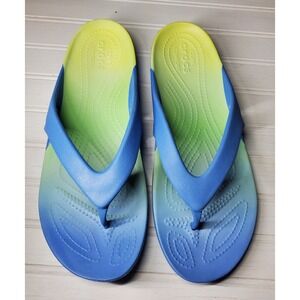 Crocs Kadee II Sandals Women's Size 10 Blue Fades Into Yellow Ombre Beautiful